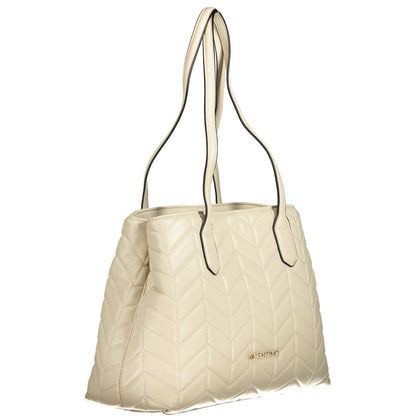 Mario Valentino Beige Polyethylene Women Handbag with elegant shoulder handles and chic design