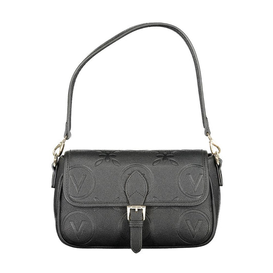 Mario Valentino Black Polyethylene Women Handbag with adjustable shoulder strap, featuring a sleek and sophisticated design.