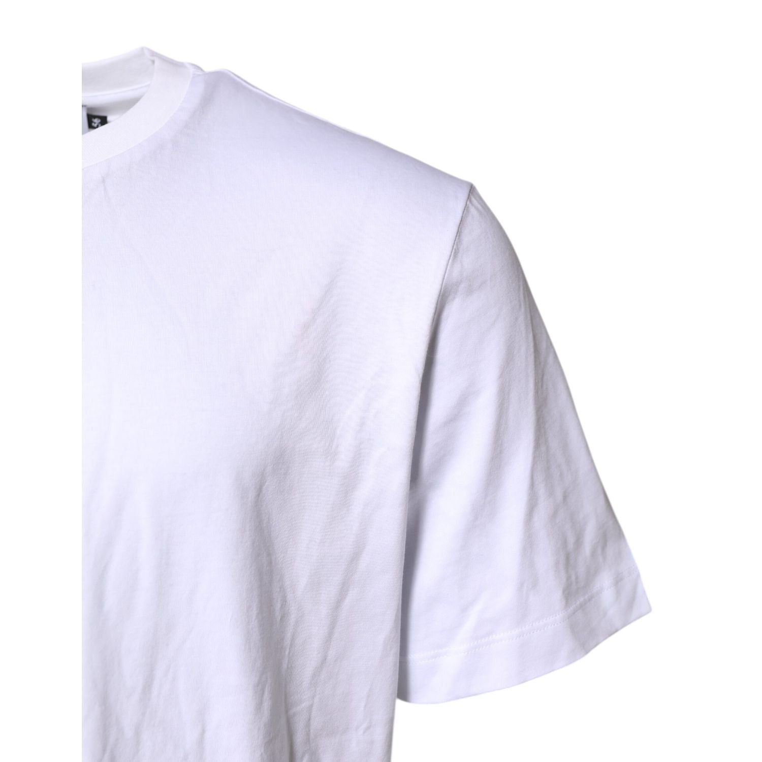 Dolce & Gabbana White Logo Embroidery Crew Neck T-shirt
