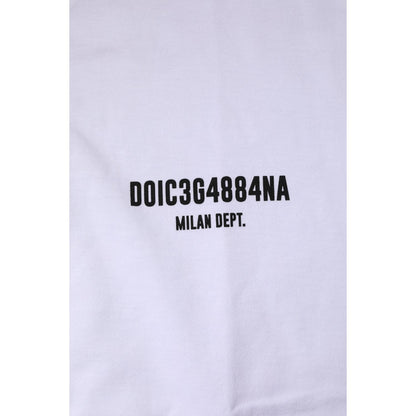 Dolce & Gabbana White Cotton Logo Print Crew Neck T-shirt