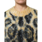 Dolce & Gabbana Multicolor Leopard Mohair Crew Neck Sweater TSH90442-36