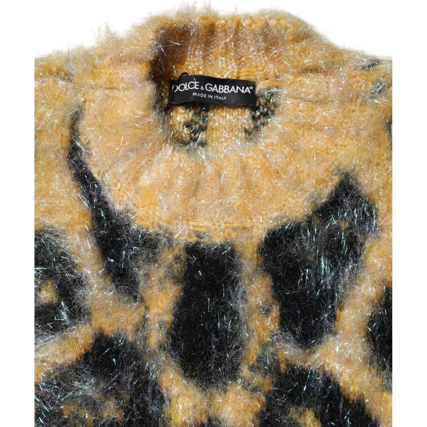 Dolce & Gabbana Multicolor Leopard Mohair Crew Neck Sweater TSH90442-36