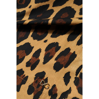 Dolce & Gabbana Brown Leopard Short Sleeve Collared Polo Top