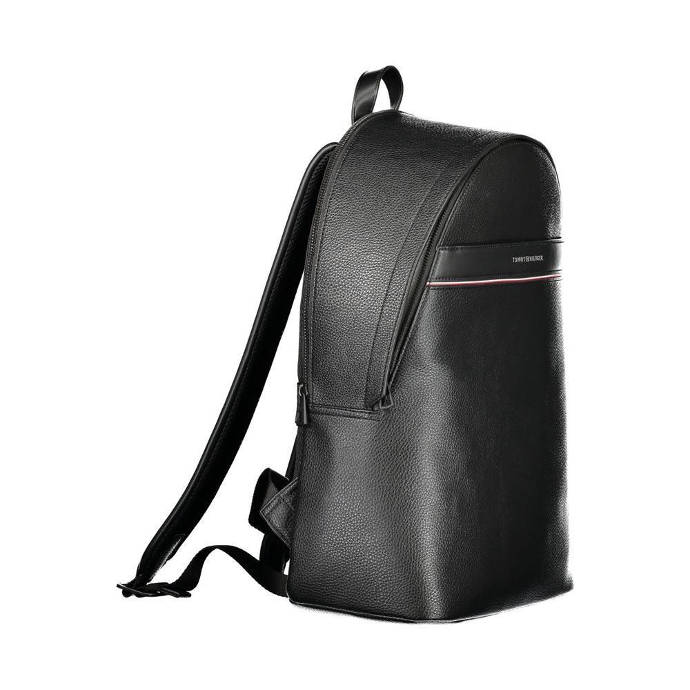 Tommy Hilfiger Black Polyester Men Backpack