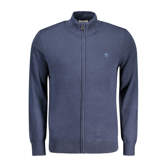 Timberland Blue Cotton Men Sweater with zip design and logo