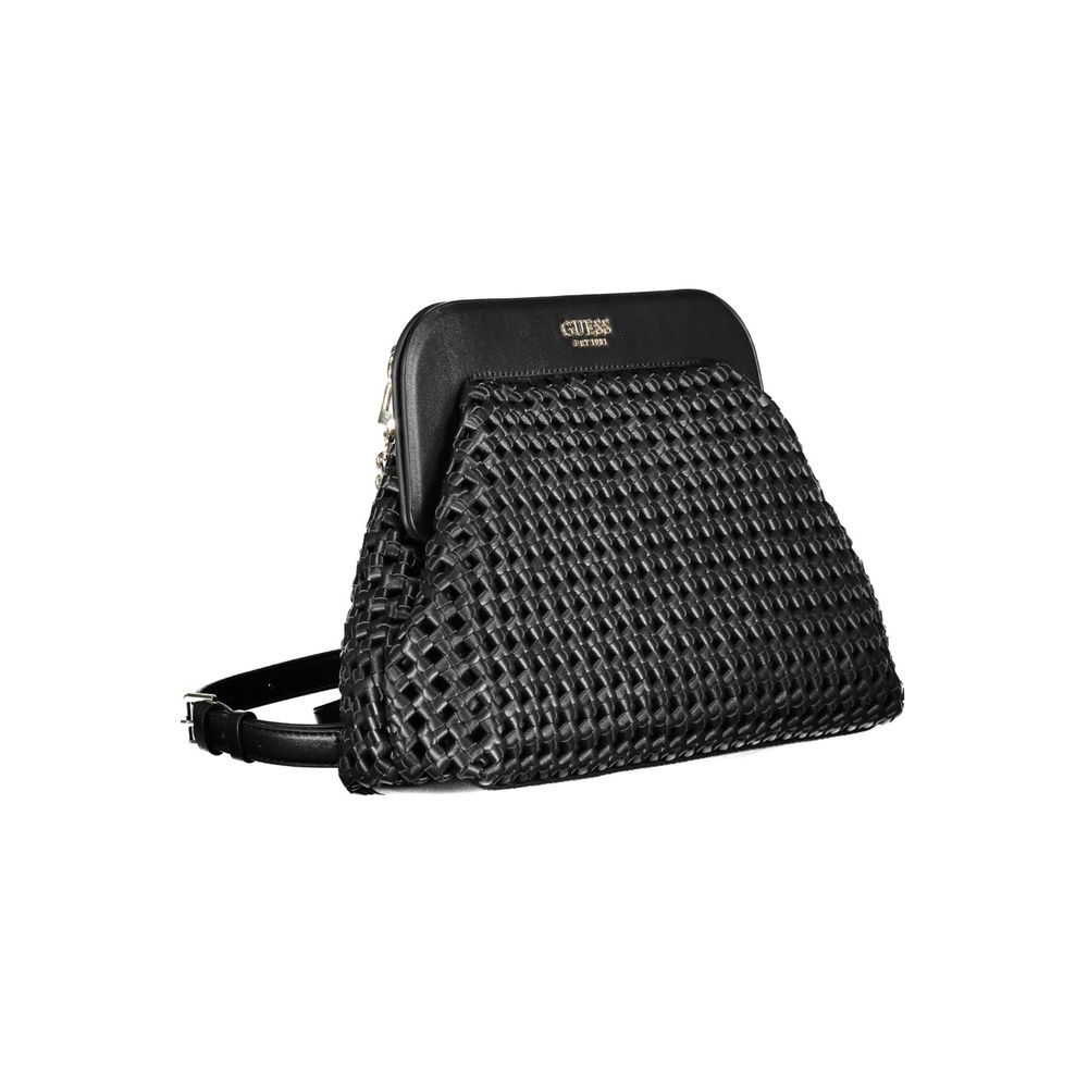 Guess Jeans Black Polyethylene Women Handbag with adjustable strap and textured design, perfect for everyday elegance.