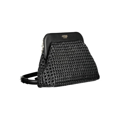 Guess Jeans Black Polyethylene Women Handbag with adjustable strap and textured design, perfect for everyday elegance.