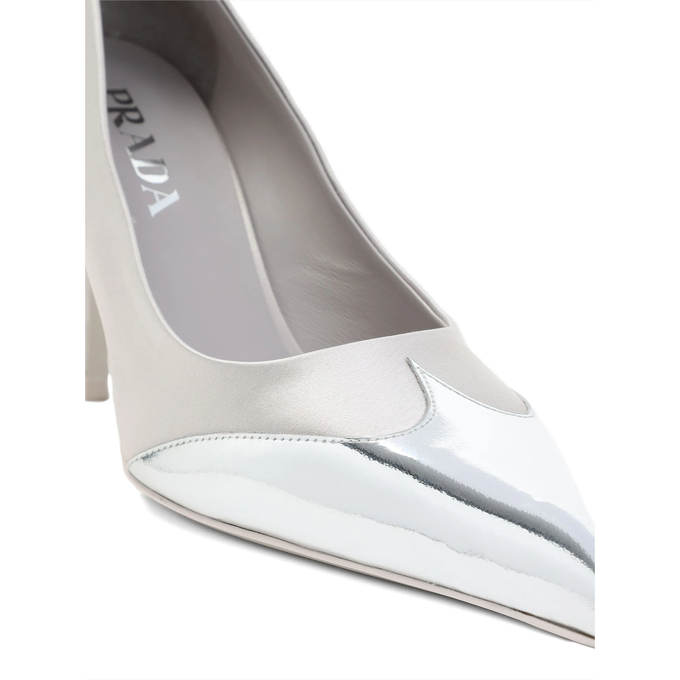 Prada Satin And Metallic Silver Leather Pumps 1I968N_049_F0D32