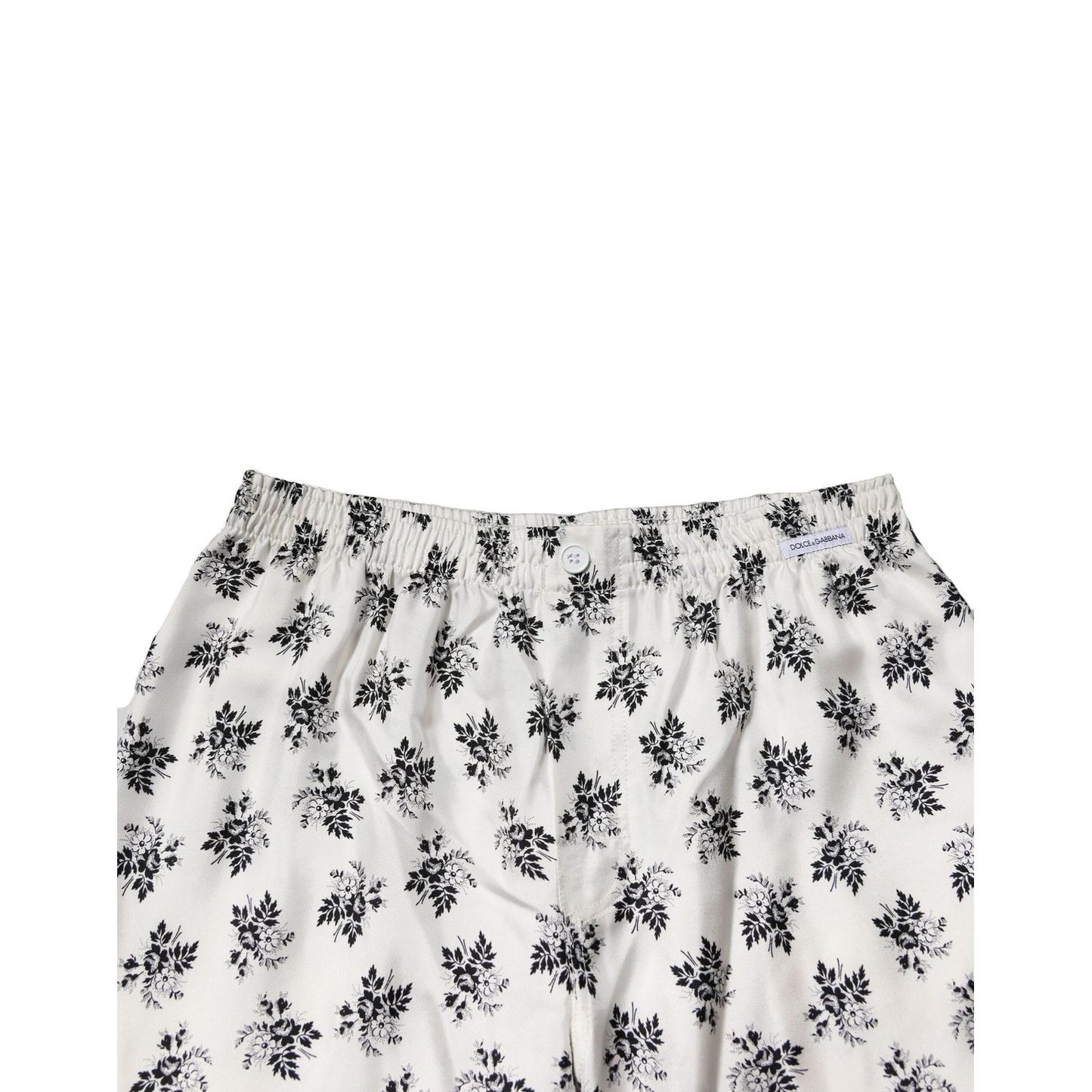Dolce & Gabbana White Floral Silk Casual Lounge Pants