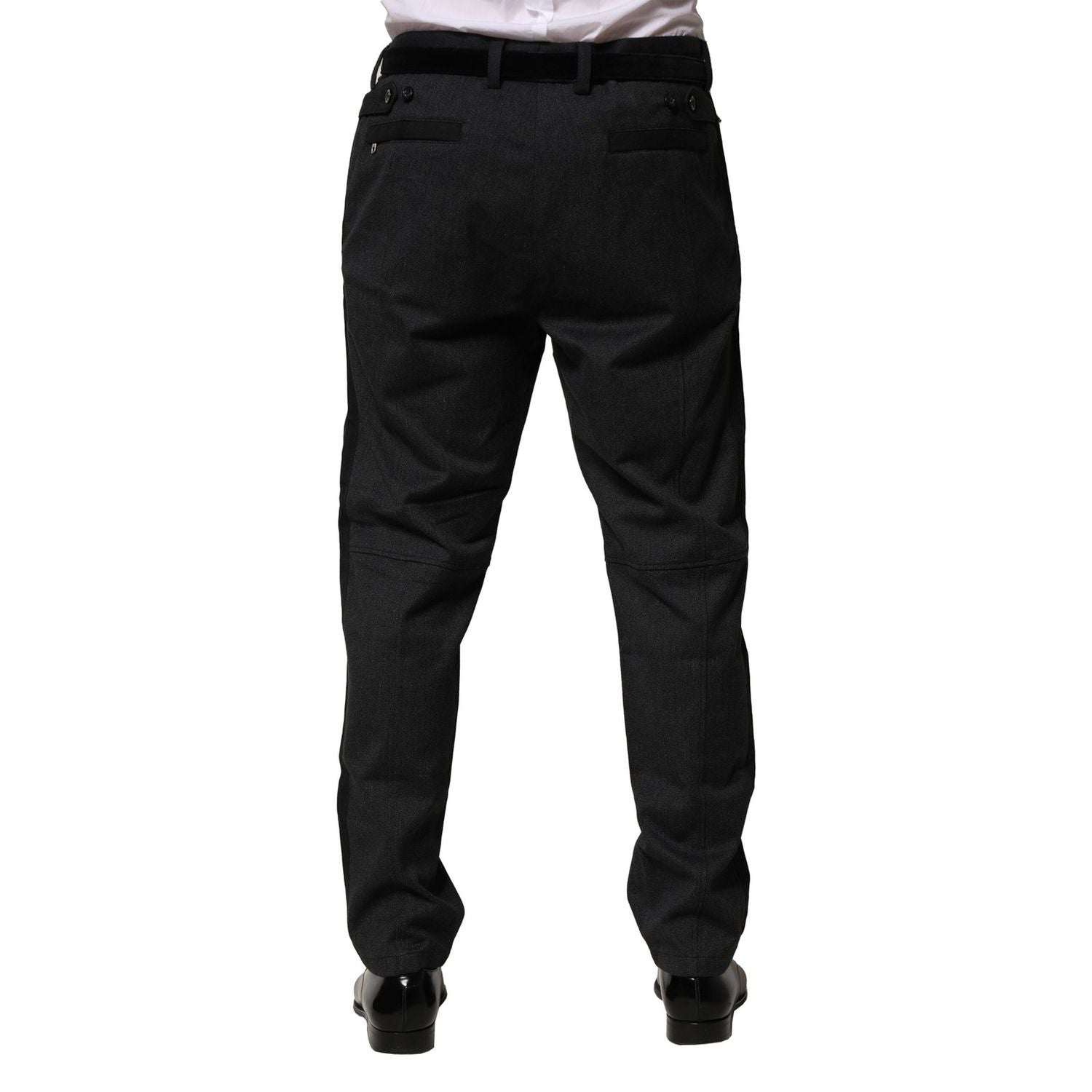 Dolce & Gabbana Black Cotton Dress Slim Formal Pants