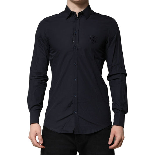Dolce & Gabbana Dark Blue MARTINI Cotton Dress Formal Shirt TSH90654-38