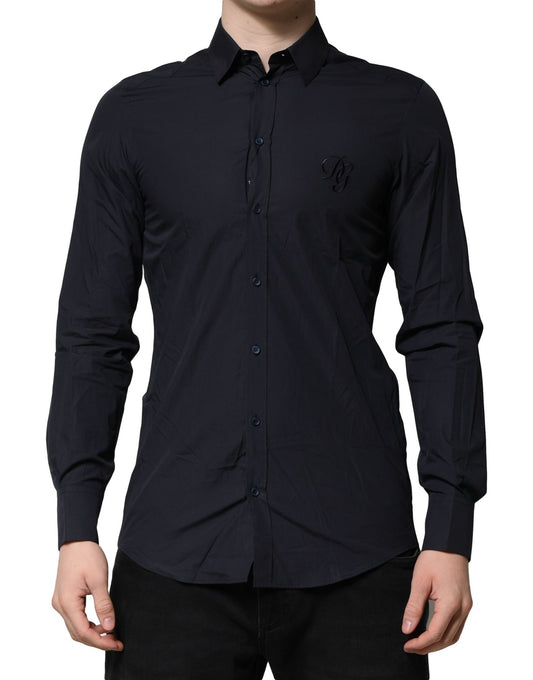 Dolce & Gabbana Dark Blue MARTINI Cotton Dress Formal Shirt TSH90654-38