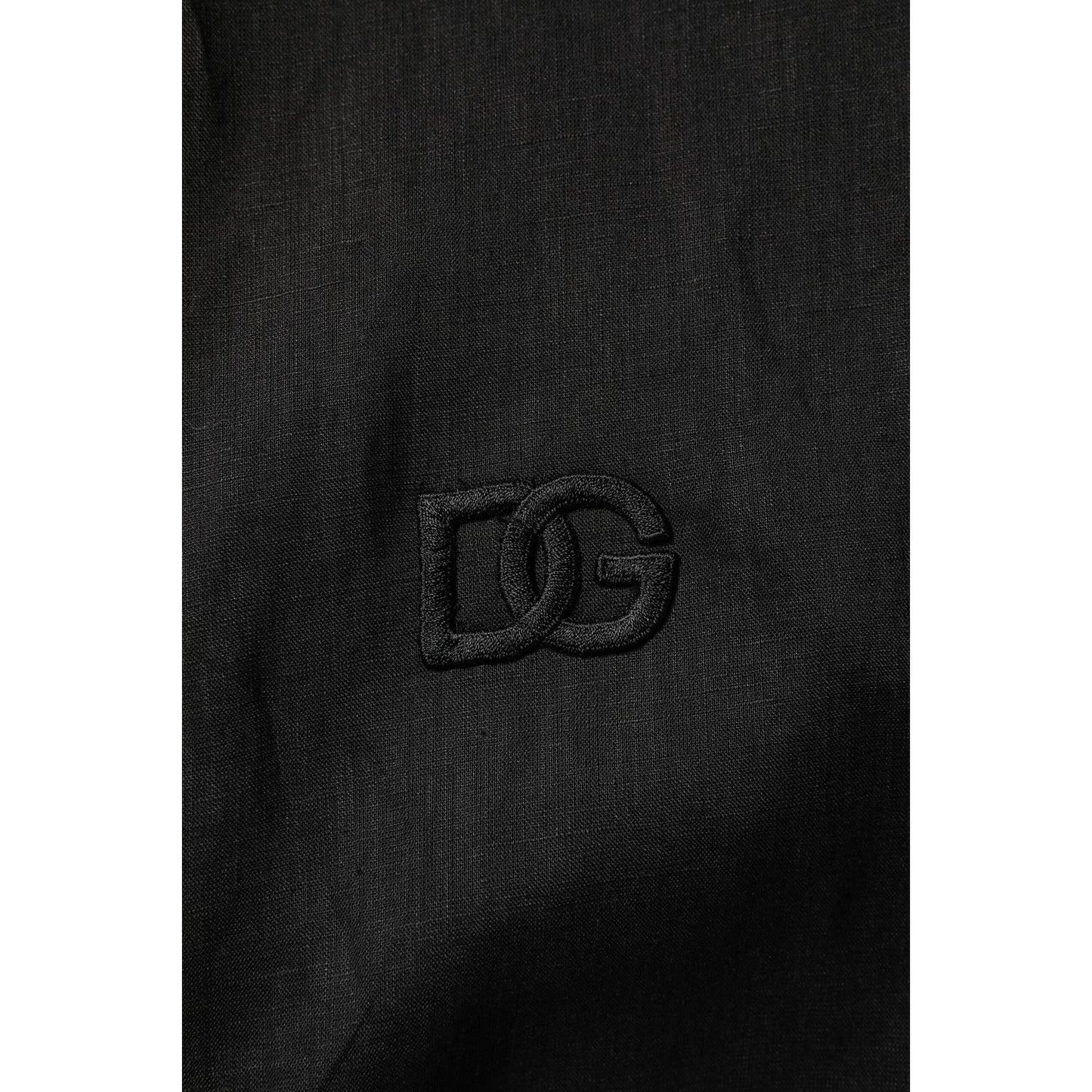 Dolce & Gabbana Black Linen Long Sleeves Men Casual Shirt
