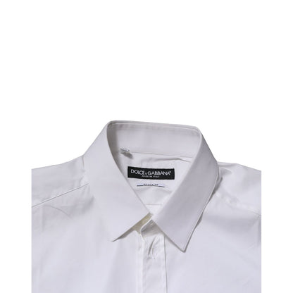 Dolce & Gabbana White GOLD Cotton Men Dress Formal Shirt