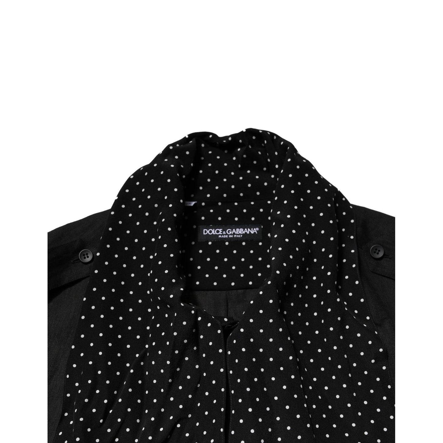 Dolce & Gabbana Black Polka Dot Collar Tie Neck Casual Shirt