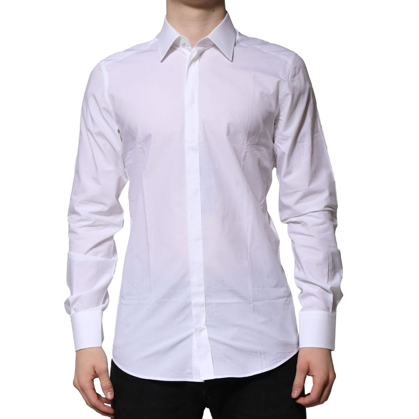 Dolce & Gabbana White GOLD Long Sleeves Dress Formal Shirt