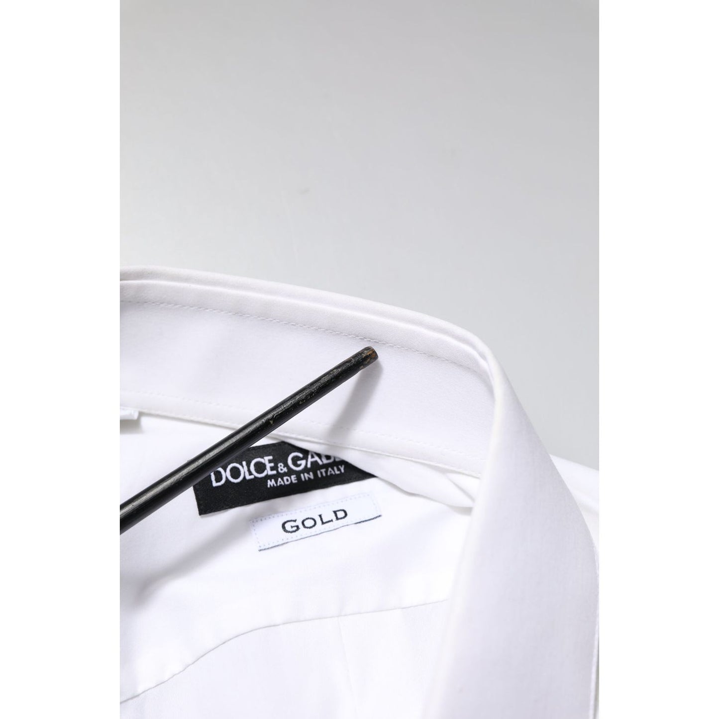 Dolce & Gabbana White GOLD Long Sleeves Dress Formal Shirt