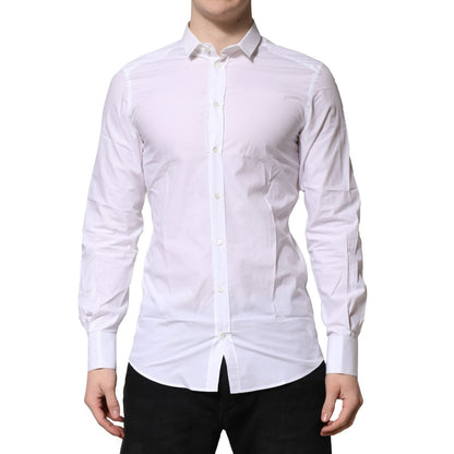 Dolce & Gabbana White Cotton GOLD Long Sleeves Formal Shirt