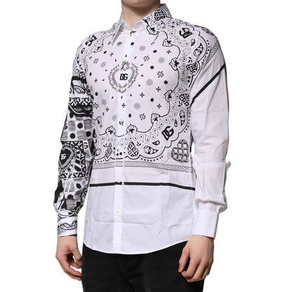 Dolce & Gabbana White MARTINI Bandana Print Formal Shirt