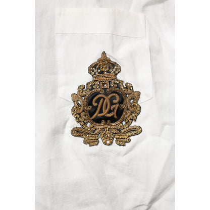 Dolce & Gabbana White DG Crown Embellish Dress Formal Shirt