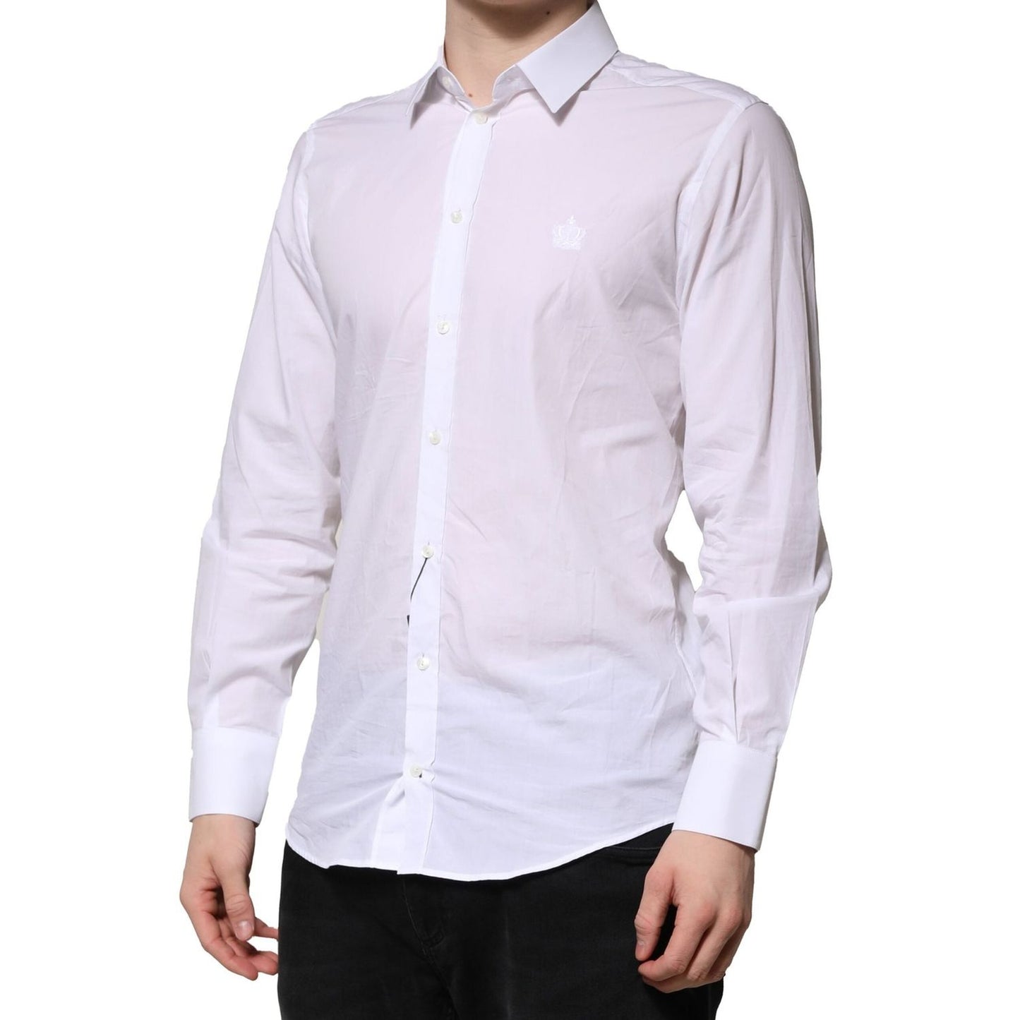 Dolce & Gabbana White MARTINI Long Sleeves Men Formal Shirt TSH906817-39
