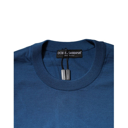 Dolce & Gabbana Blue Cashmere Crew Neck Sweatshirt Sweater