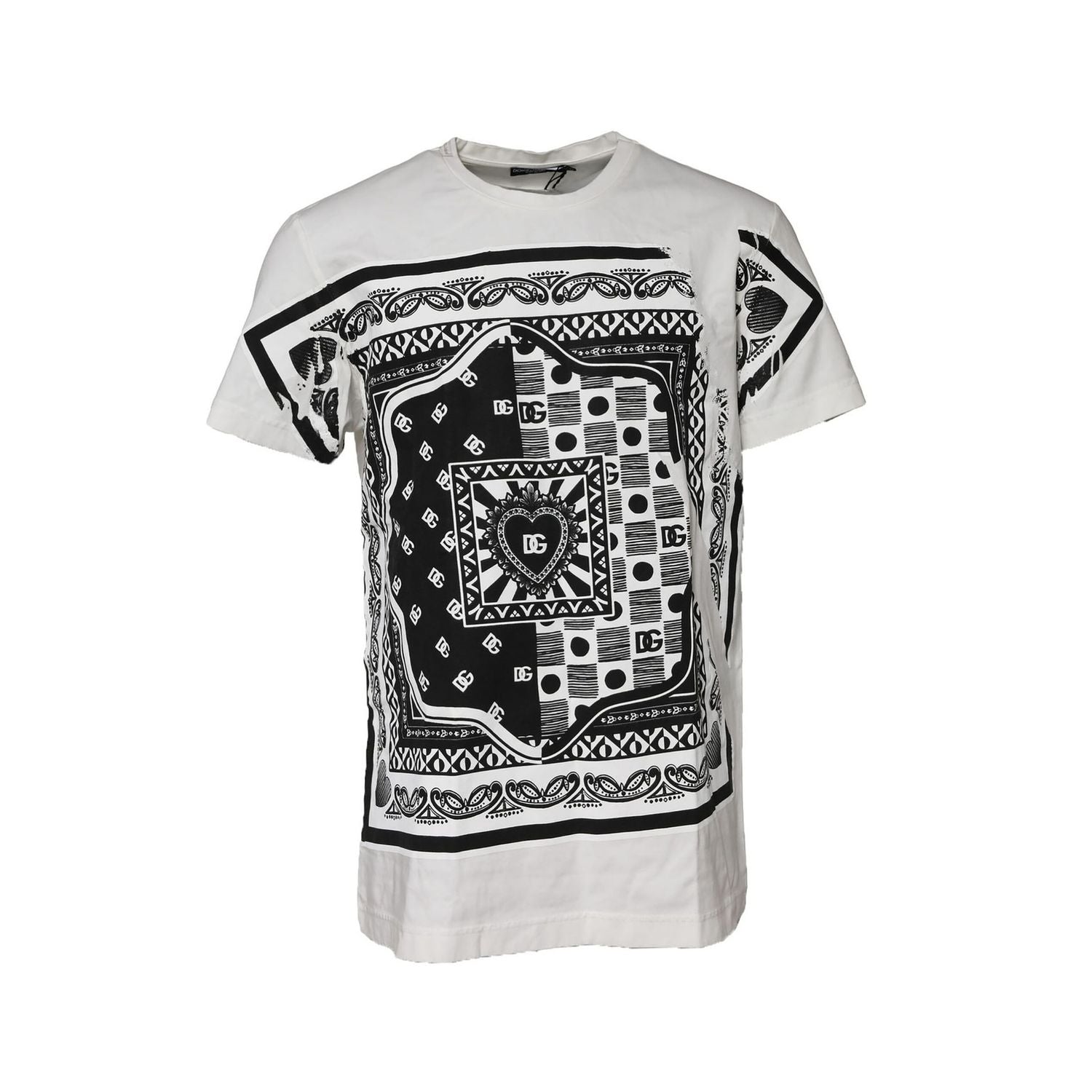 Dolce & Gabbana White Bandana Crew Neck Short Sleeves T-shirt