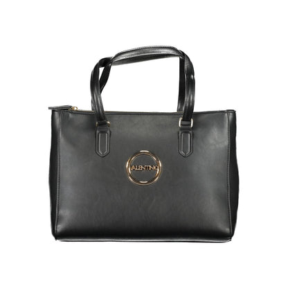 Mario Valentino Black Polyethylene Women Handbag with luxury logo and secure zip closure