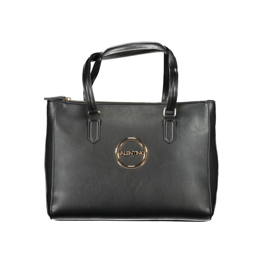 Mario Valentino Black Polyethylene Women Handbag with luxury logo and secure zip closure