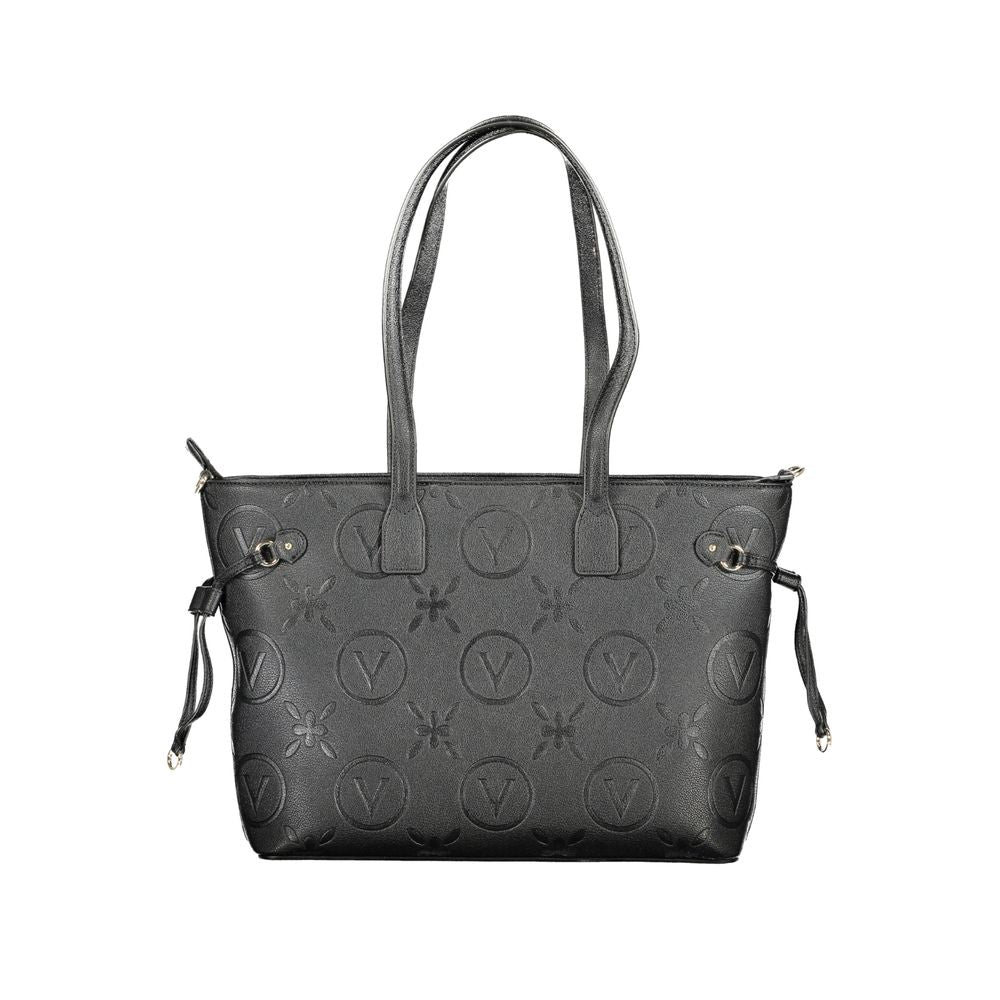 Mario Valentino Black Polyethylene Handbag with dual handles, adjustable straps, internal pockets, contrasting details, and zip closure.