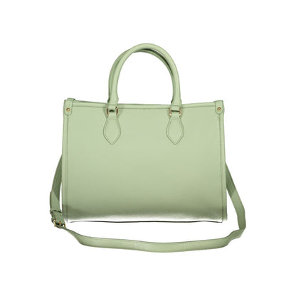 Mario Valentino Green Polyethylene Handbag with adjustable strap, logo, and zip closure. Eco-friendly design with internal pockets.