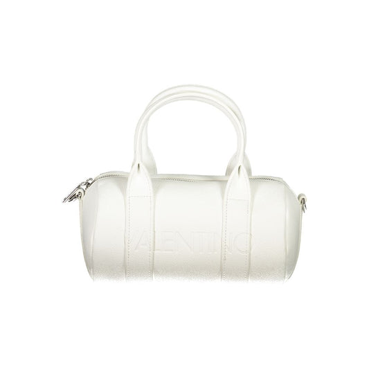 Mario Valentino White Polyethylene Handbag with handles, adjustable straps, and logo detail, featuring zip closure and internal pockets.