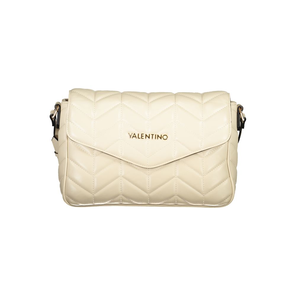 Mario Valentino Beige Polyethylene Handbag with adjustable shoulder strap, contrasting details, and zip closure.