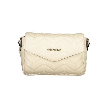 Mario Valentino Beige Polyethylene Handbag with adjustable shoulder strap, contrasting details, and zip closure.