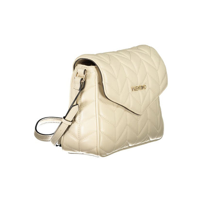 Mario Valentino Beige Polyethylene Handbag with adjustable shoulder strap, zip closure, and contrasting details.