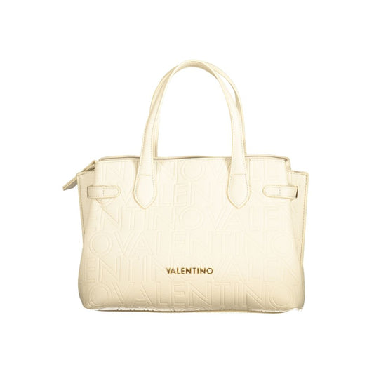 Mario Valentino Beige Polyethylene Women Handbag with handles and shoulder straps, featuring spacious interior and elegant design.