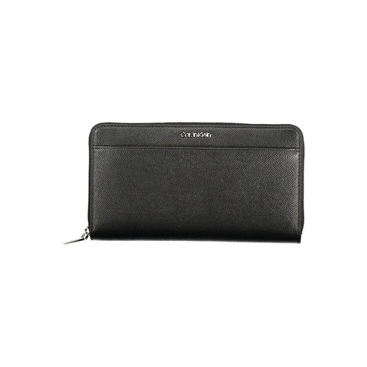 Calvin Klein Black Polyethylene Women Wallet in elegant eco-friendly design with two compartments and coin purse, luxury fashion accessory.