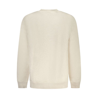 Tommy Hilfiger Beige Cotton Men Sweater, back view, showcasing a crew neck, long sleeves, and soft cotton-polyester blend.