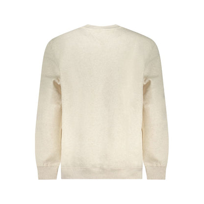 Tommy Hilfiger Beige Cotton Men Sweater, back view showcasing long sleeves and crew neck design with iconic embroidery.