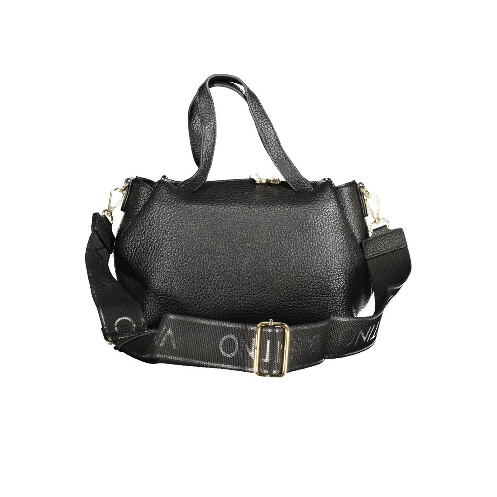 Mario Valentino Black Polyethylene Women Handbag with dual handles and adjustable strap