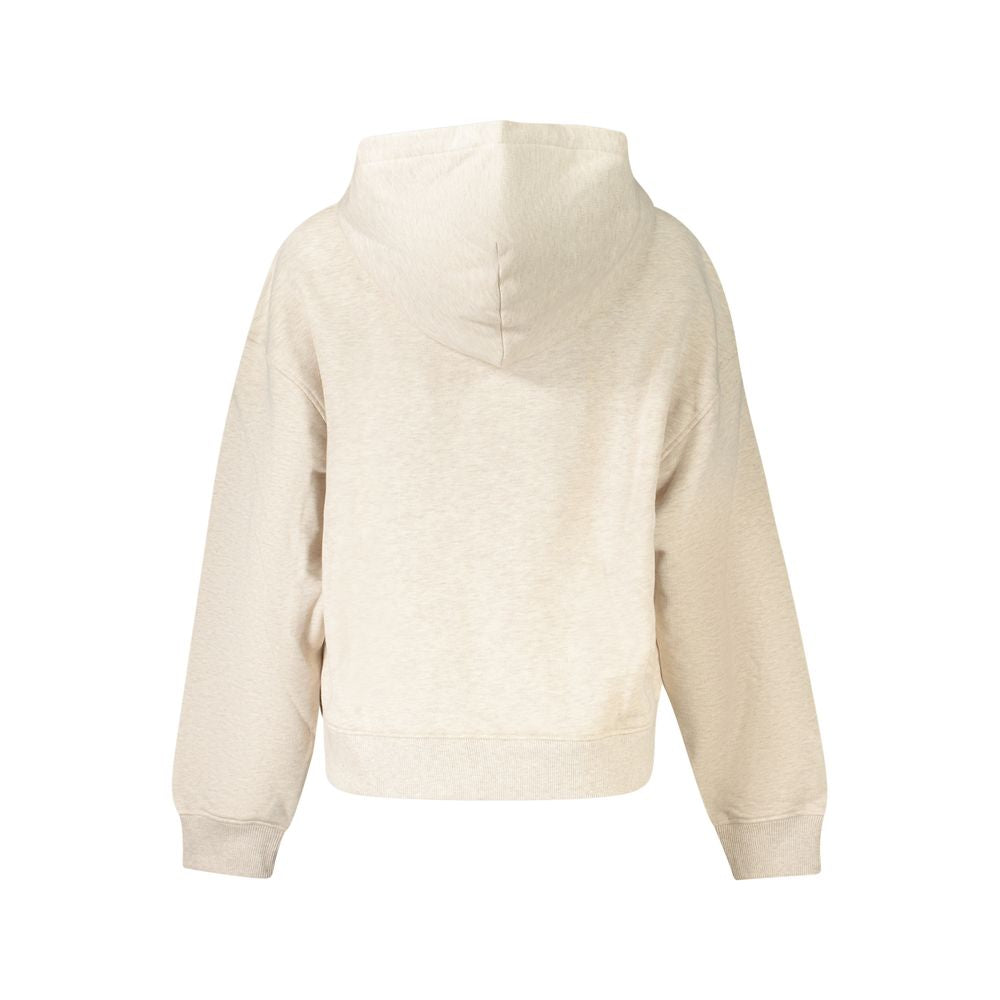 Back view of Tommy Hilfiger Beige Cotton Women Sweater showing hood and classic design.