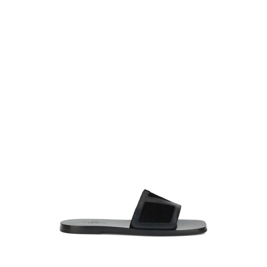 Valentino Garavani Black Calf Leather Bos Taurus Sandals