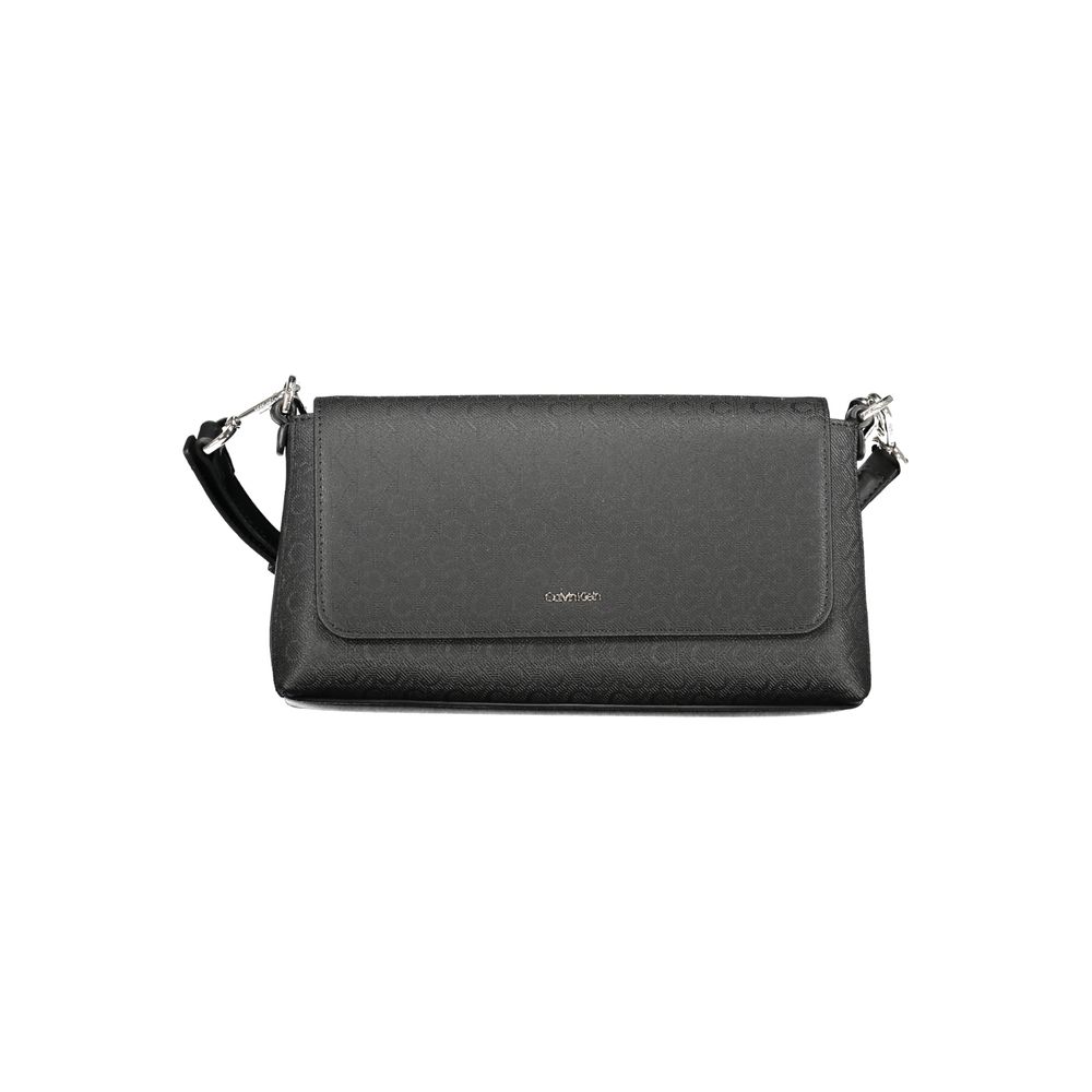 Calvin Klein Black Polyester Women Handbag with shoulder handle and detachable strap for versatile carrying.