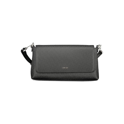 Calvin Klein Black Polyester Women Handbag with shoulder handle and detachable strap for versatile carrying.