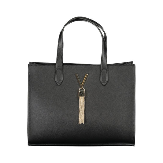 Mario Valentino Black Polyethylene Handbag with handles, adjustable strap, internal pockets, zip closure, and logo insignia