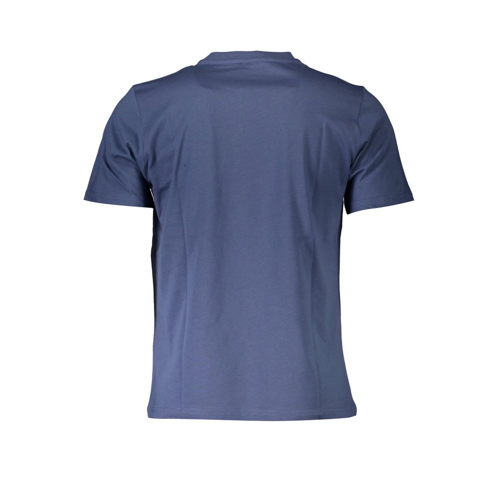 Back view of North Sails Blue Cotton Men T-Shirt, featuring soft cotton material for comfort and durability.