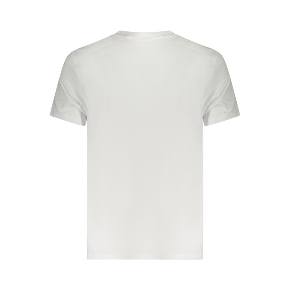 Calvin Klein White Cotton Men T-Shirt, back view, featuring soft breathable fabric for stylish comfort and durability.
