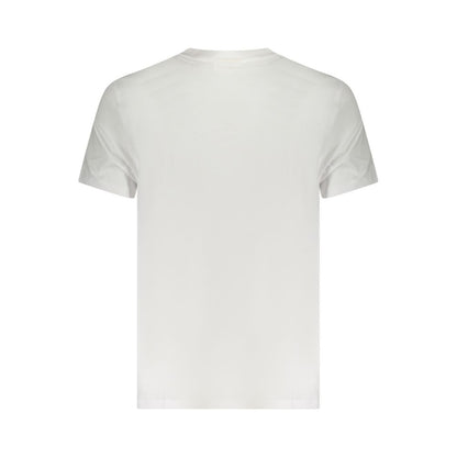 Calvin Klein White Cotton Men T-Shirt, back view, featuring soft breathable fabric for stylish comfort and durability.