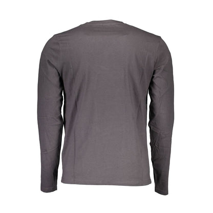 Back view of North Sails Brown Cotton Men T-Shirt with long sleeves and crew neck, showcasing simple elegance and sustainable fashion.