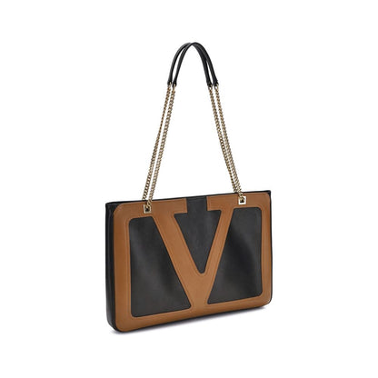 Valentino Garavani Black Calf Leather Bos Taurus Shoulder Bag